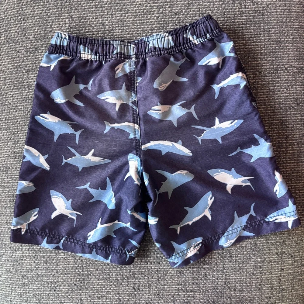 Hanna Andersson Shark Swim Trunks Boys Size 10 140 Navy Pockets